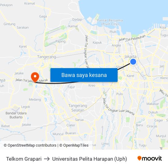 Telkom Grapari to Universitas Pelita Harapan (Uph) map