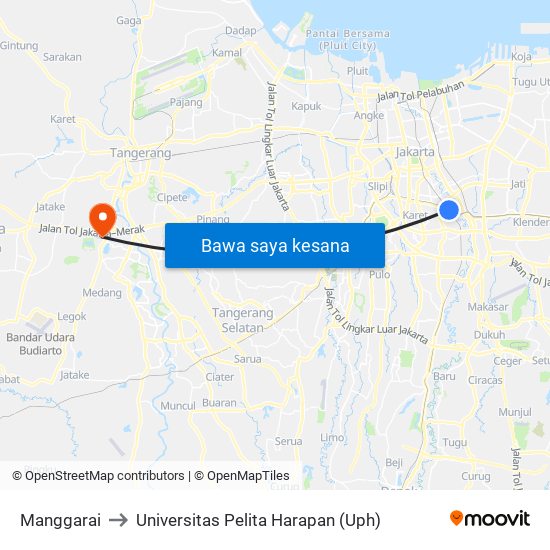 Manggarai to Universitas Pelita Harapan (Uph) map