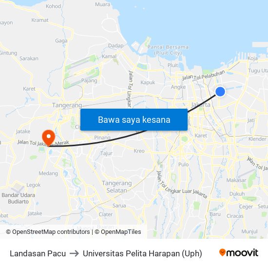 Landasan Pacu to Universitas Pelita Harapan (Uph) map