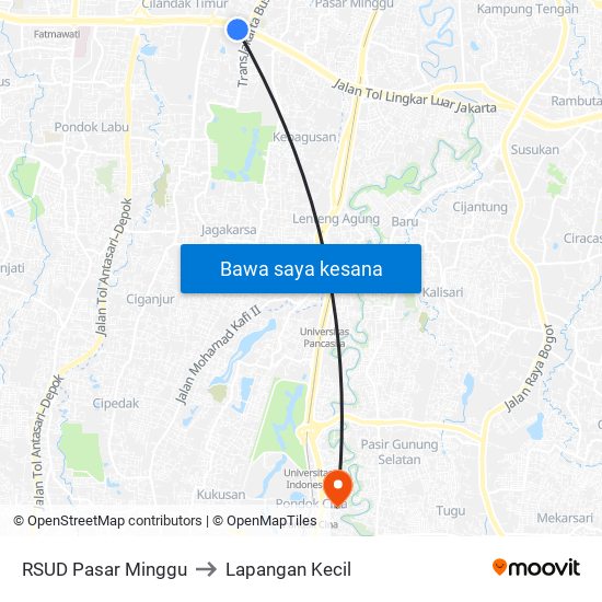 RSUD Pasar Minggu to Lapangan Kecil map