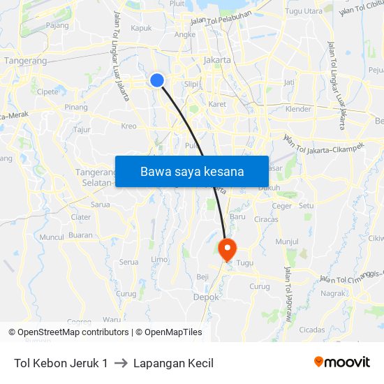 Tol Kebon Jeruk 1 to Lapangan Kecil map