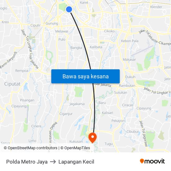 Polda Metro Jaya to Lapangan Kecil map