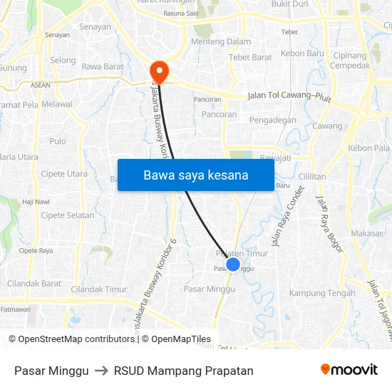 Pasar Minggu to RSUD Mampang Prapatan map