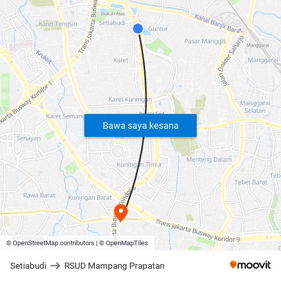 Setiabudi to RSUD Mampang Prapatan map