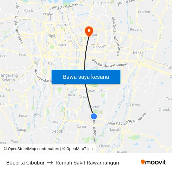 Buperta Cibubur to Rumah Sakit Rawamangun map