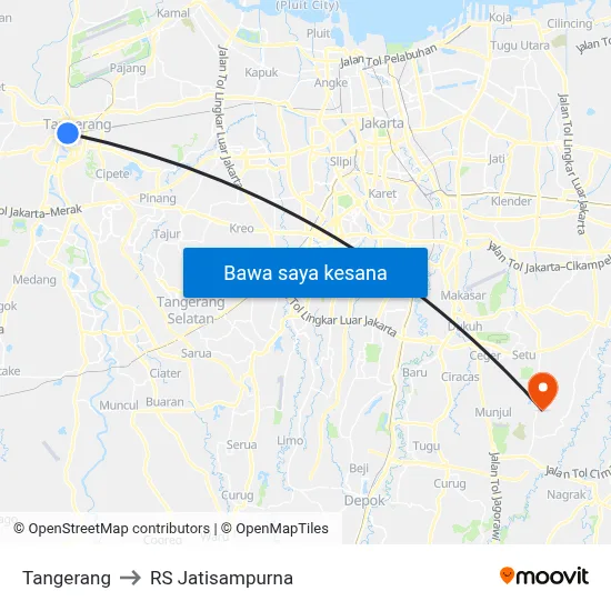 Tangerang to RS Jatisampurna map