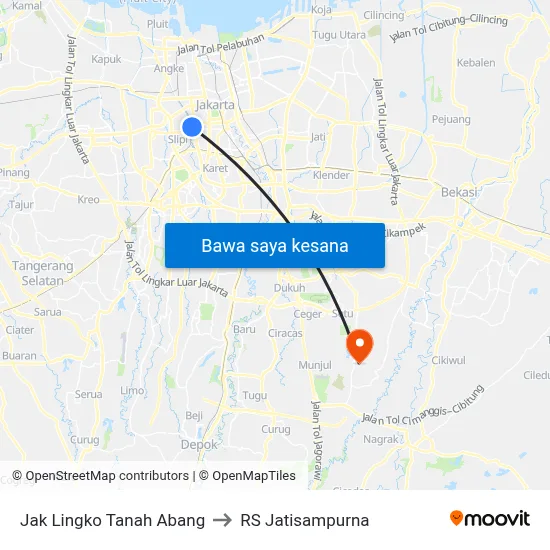 Jak Lingko Tanah Abang to RS Jatisampurna map
