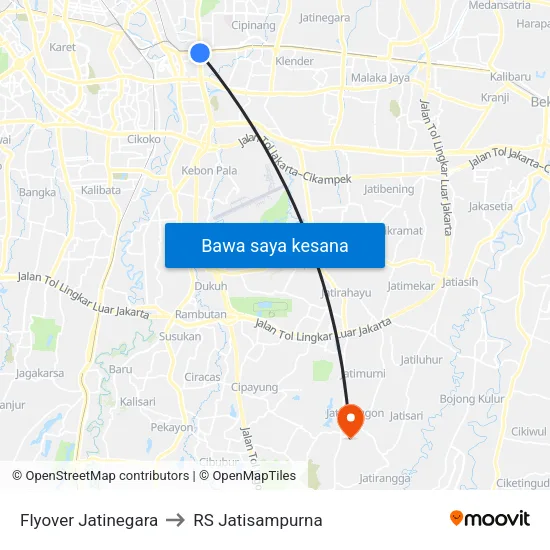 Flyover Jatinegara to RS Jatisampurna map