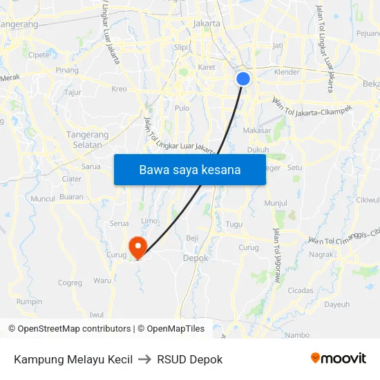Kampung Melayu Kecil to RSUD Depok map