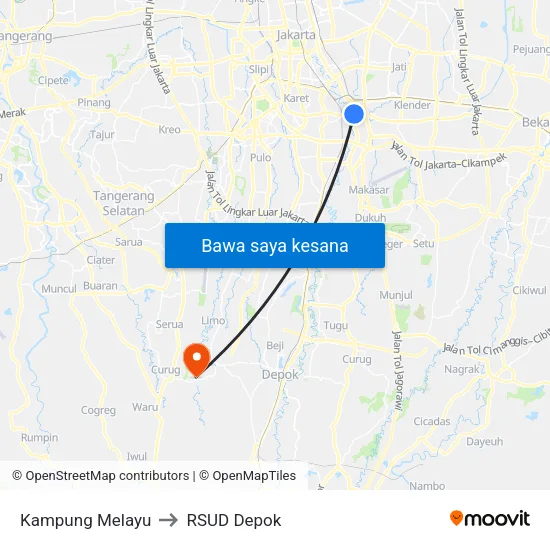 Kampung Melayu to RSUD Depok map