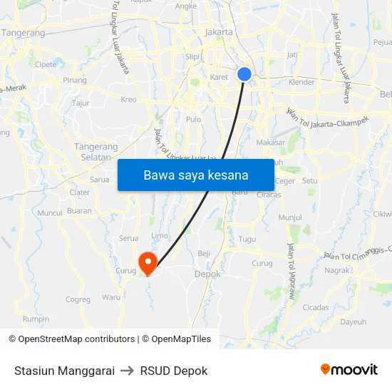 Stasiun Manggarai to RSUD Depok map