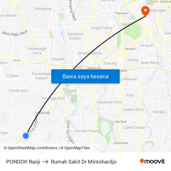 PONDOK Ranji to Rumah Sakit Dr Mintohardjo map