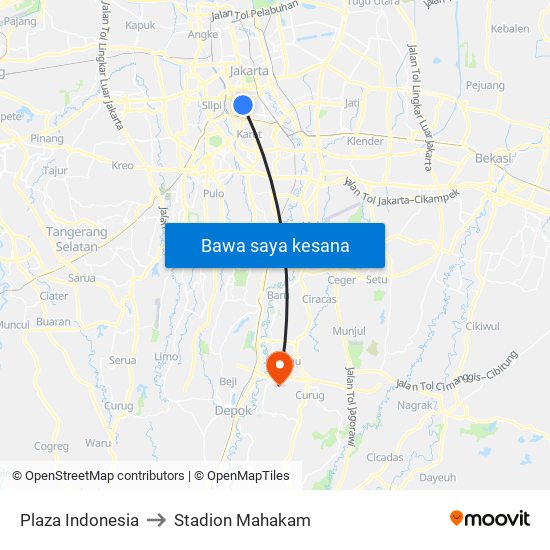 Plaza Indonesia to Stadion Mahakam map