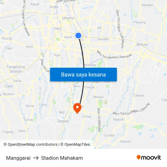 Manggarai to Stadion Mahakam map