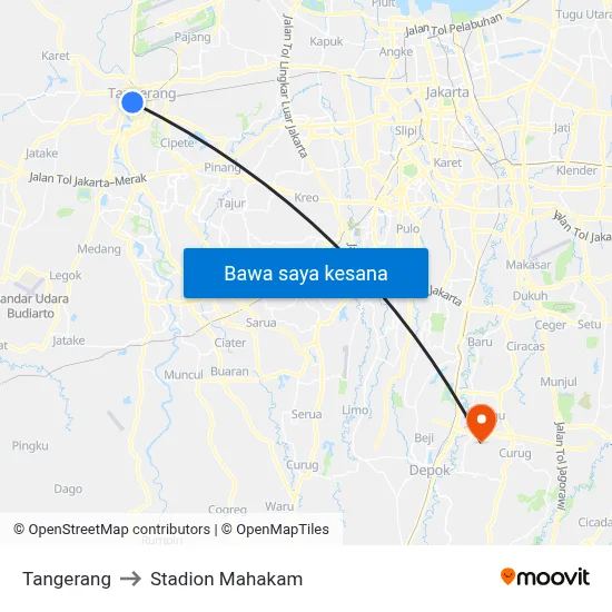 Tangerang to Stadion Mahakam map