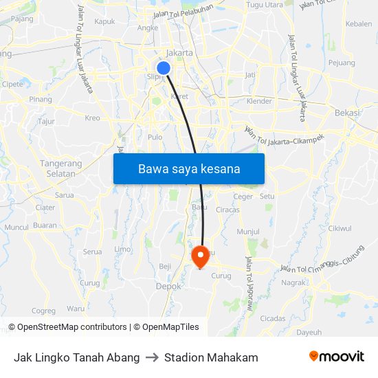 Jak Lingko Tanah Abang to Stadion Mahakam map