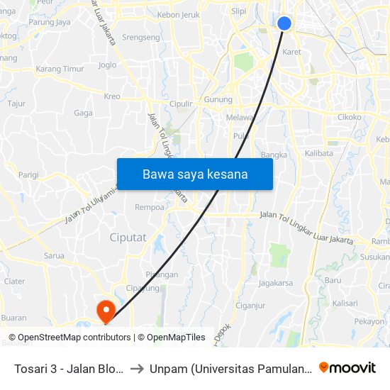 Tosari 3 - Jalan Blora to Unpam (Universitas Pamulang) map