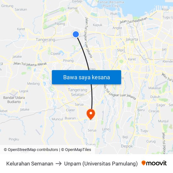 Kelurahan Semanan to Unpam (Universitas Pamulang) map
