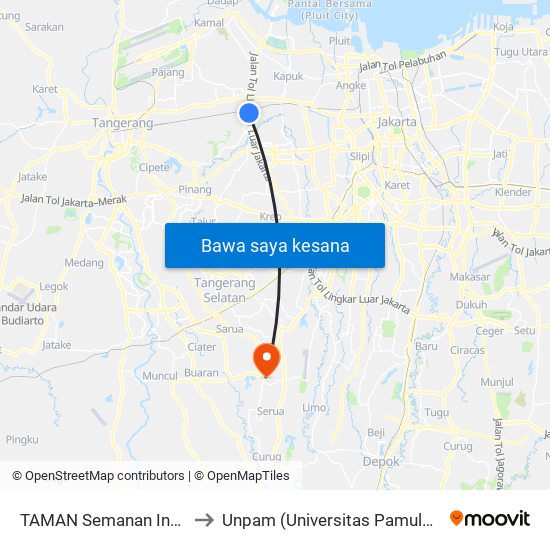 TAMAN Semanan Indah to Unpam (Universitas Pamulang) map