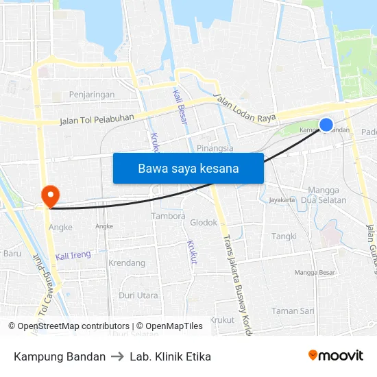 Kampung Bandan to Lab. Klinik Etika map