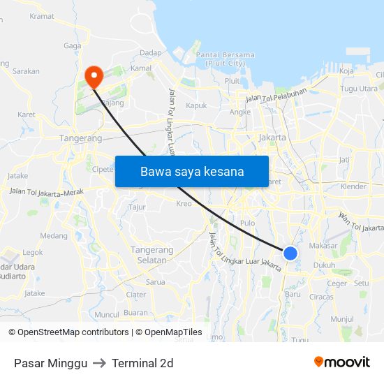 Pasar Minggu to Terminal 2d map