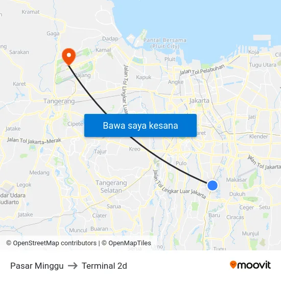 Pasar Minggu to Terminal 2d map