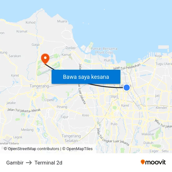 Gambir to Terminal 2d map