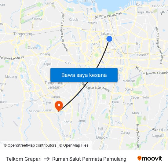 Telkom Grapari to Rumah Sakit Permata Pamulang map