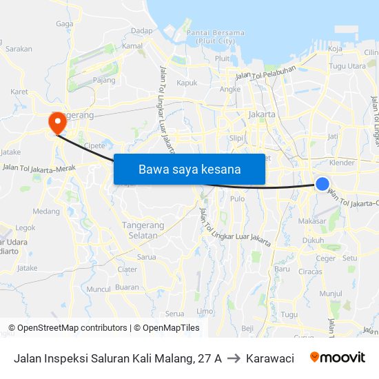 Jalan Inspeksi Saluran Kali Malang, 27 A to Karawaci map