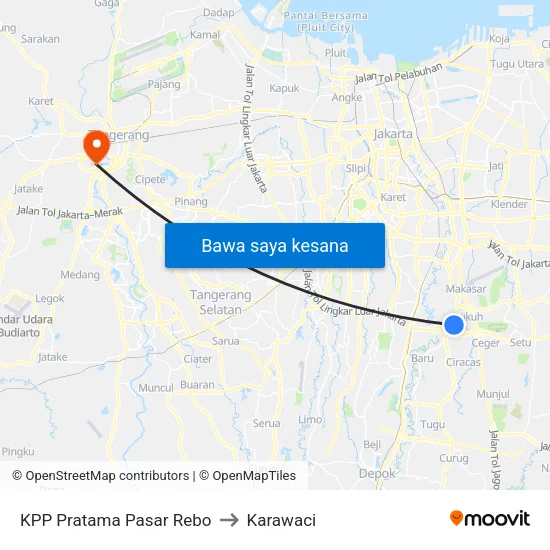 KPP Pratama Pasar Rebo to Karawaci map