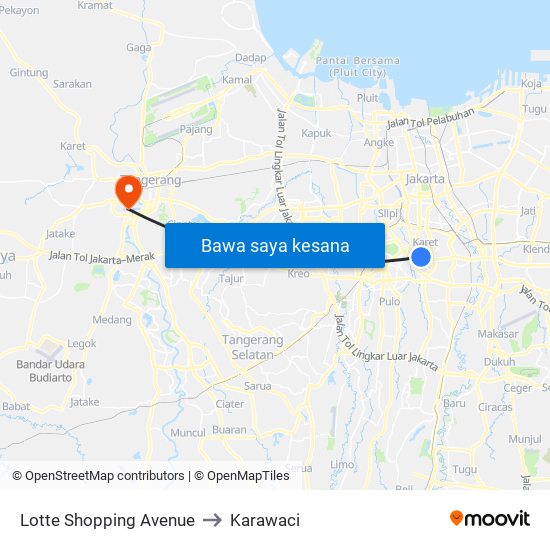 Lotte Shopping Avenue to Karawaci map