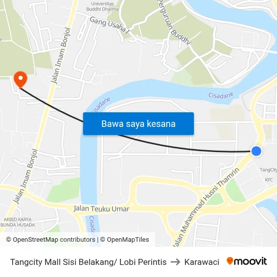 Tangcity Mall Sisi Belakang/ Lobi Perintis to Karawaci map