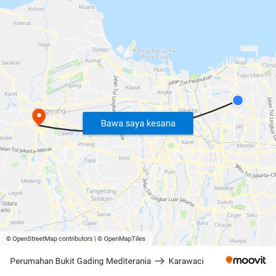 Perumahan Bukit Gading Mediterania to Karawaci map