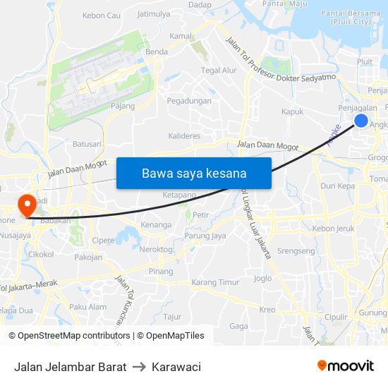 Jalan Jelambar Barat to Karawaci map