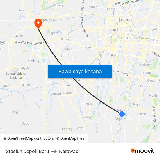 Stasiun Depok Baru to Karawaci map