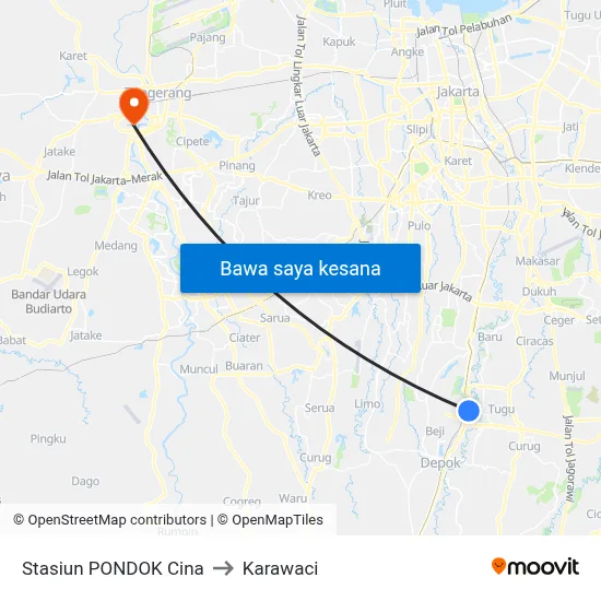 Stasiun PONDOK Cina to Karawaci map