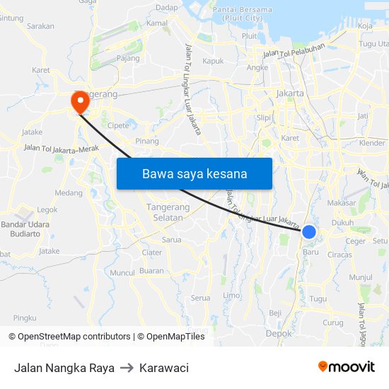 Jalan Nangka Raya to Karawaci map