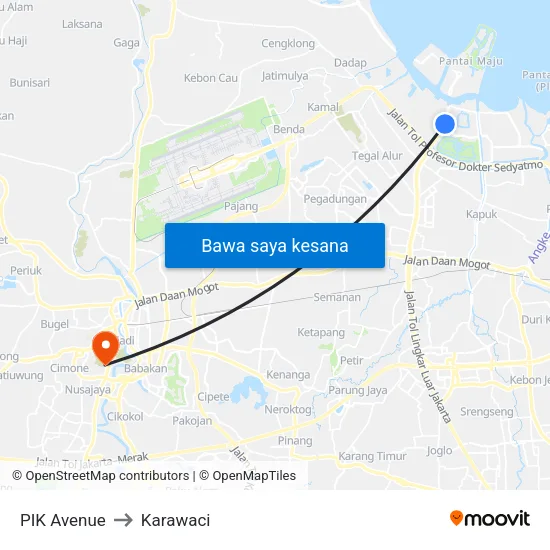 PIK Avenue to Karawaci map
