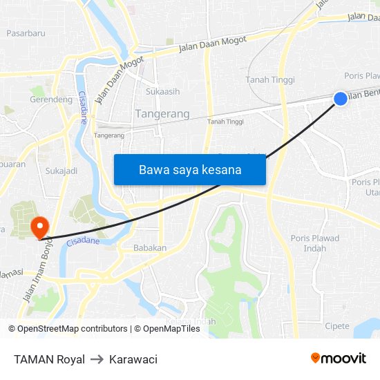 TAMAN Royal to Karawaci map
