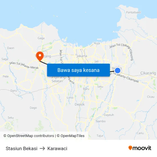 Stasiun Bekasi to Karawaci map