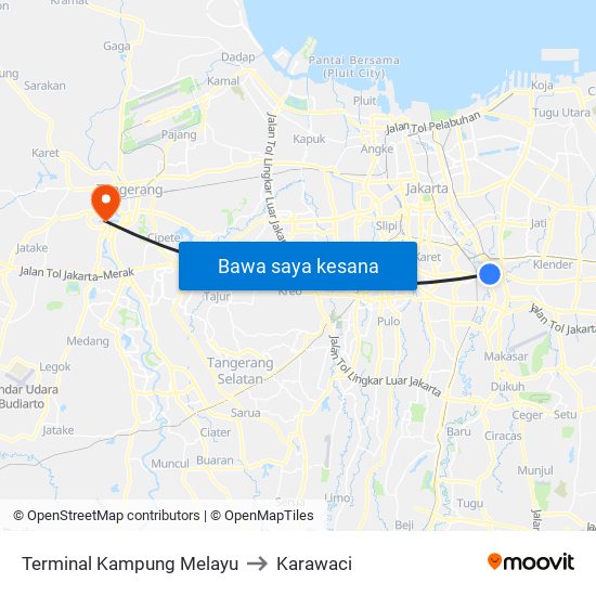 Terminal Kampung Melayu to Karawaci map