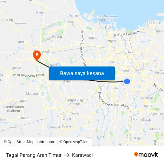 Tegal Parang Arah Timur to Karawaci map