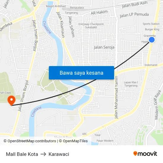 Mall Bale Kota to Karawaci map