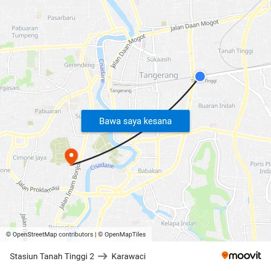 Stasiun Tanah Tinggi 2 to Karawaci map