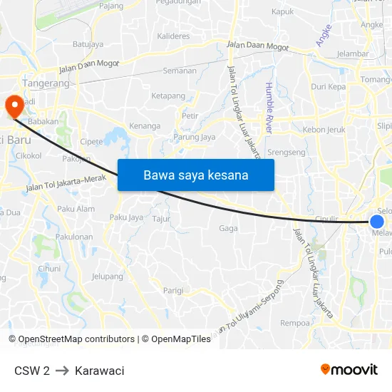CSW 2 to Karawaci map