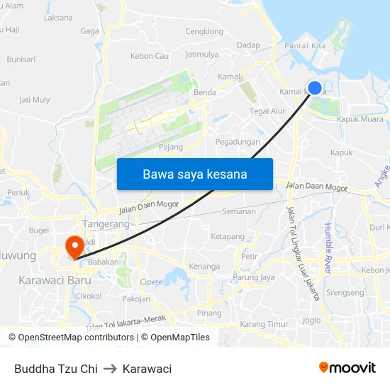 Buddha Tzu Chi to Karawaci map