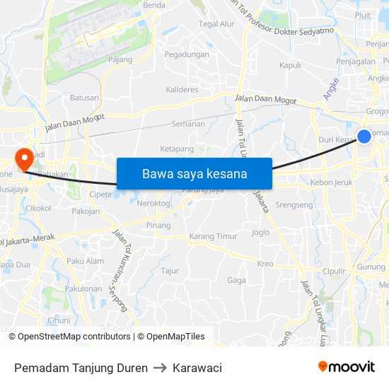 Pemadam Tanjung Duren to Karawaci map