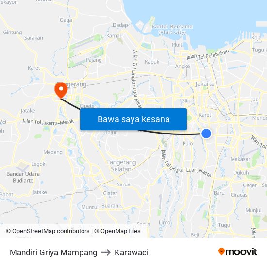 Mandiri Griya Mampang to Karawaci map