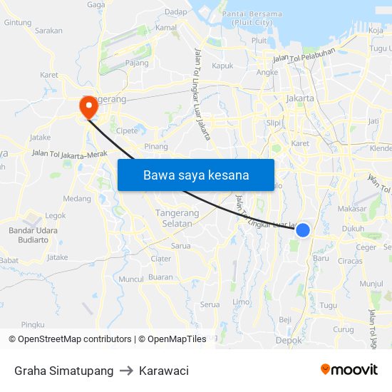 Graha Simatupang to Karawaci map