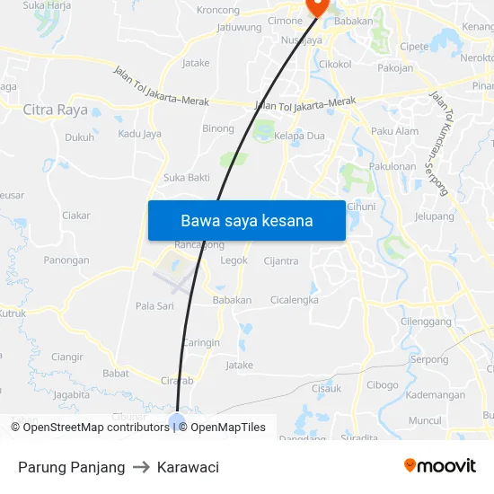 Parung Panjang to Karawaci map